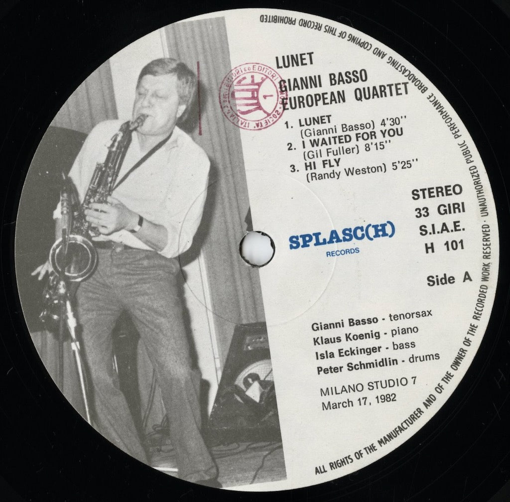 Gianni Basso Quartet - Lunet (LP H 101.1) LP 1982 ITA Splasc(h)|中古LP