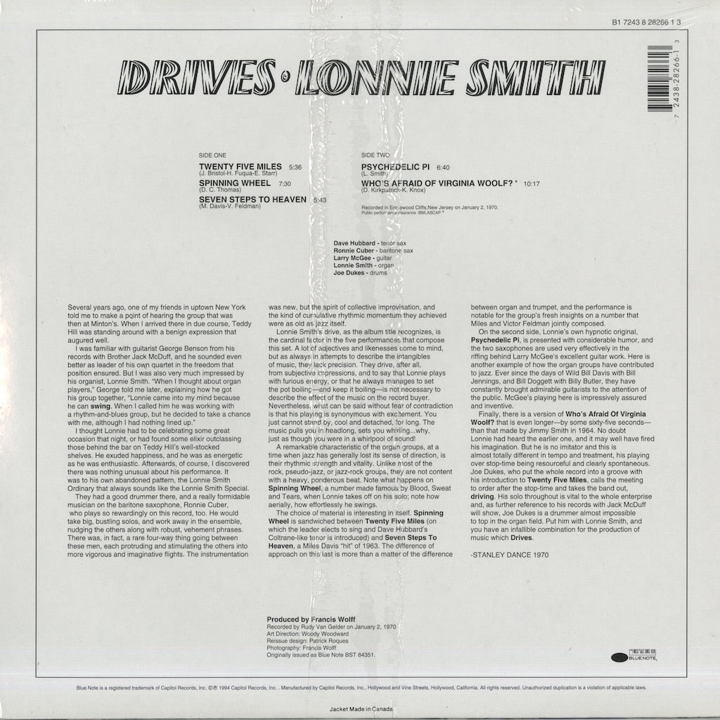 Lonnie Smith - Drives (B1 7243 8 28266 1 3) LP 1994 US Blue Note|中古LP