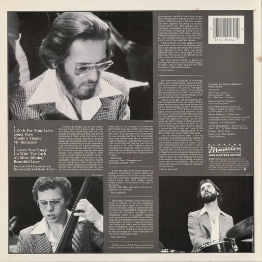 Bill Evans - The Paris Concert, Edition One (60164) 1983 US Elektra Musician|中古LP