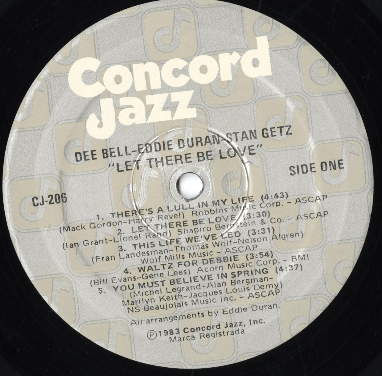 Dee Bell, Eddie Duran, Stan Getz – Let There Be Love (CJ 206) LP 1983 US Concord Jazz | 中古LP