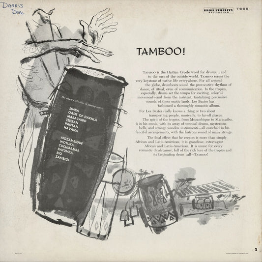 Les Baxter - Tamboo! (T-655) LP 1960 US Capitol|中古LP