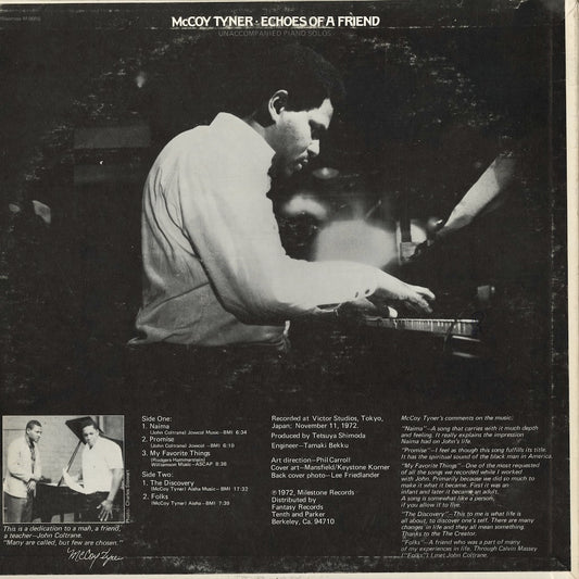 McCoy Tyner - Echoes Of A Friend (M9055) 1974 US Milestone|中古LP