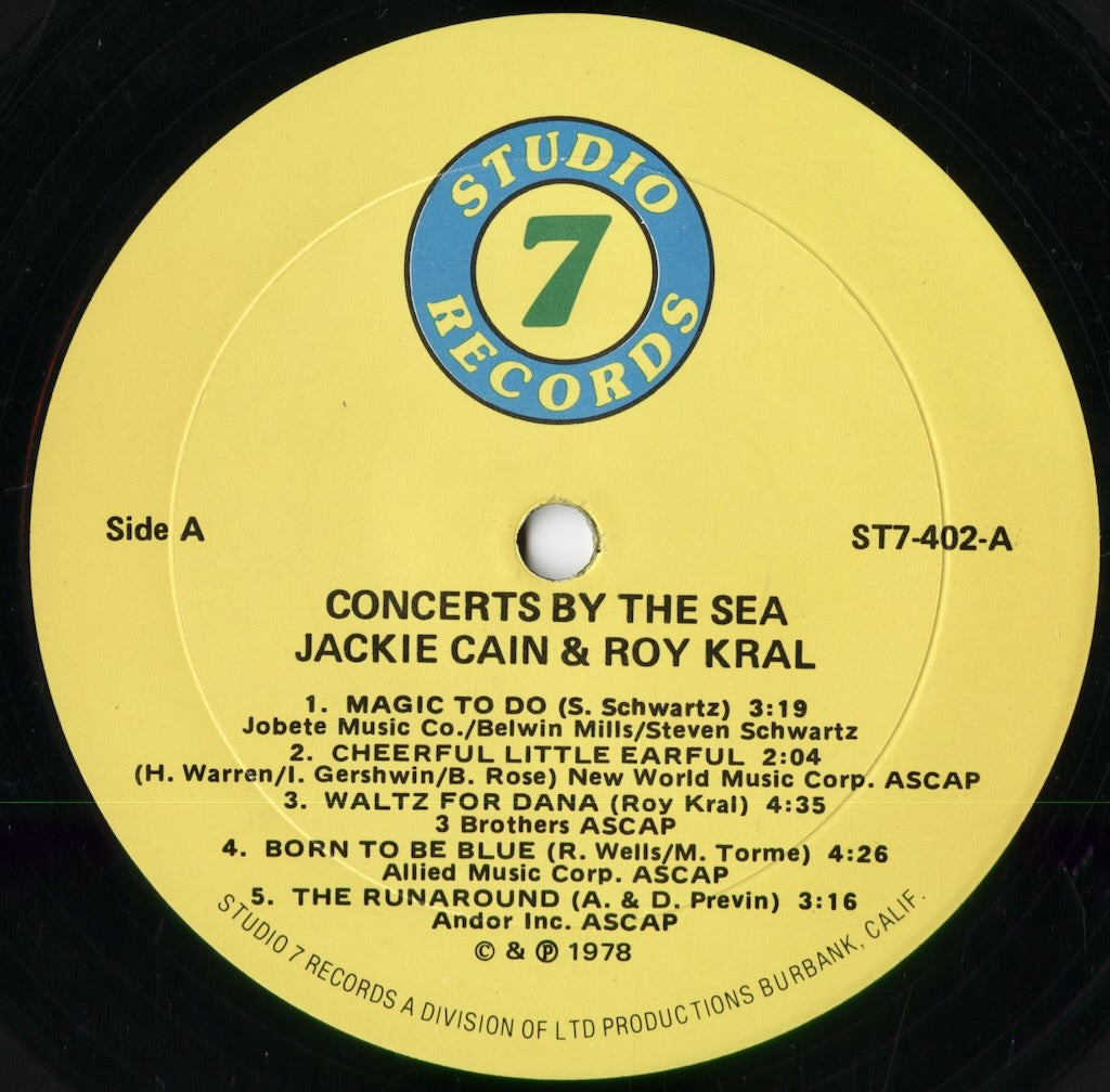 Jackie & Roy - Concerts By The Sea (ST7-402) 1977 US Studio 7 Records|中古LP