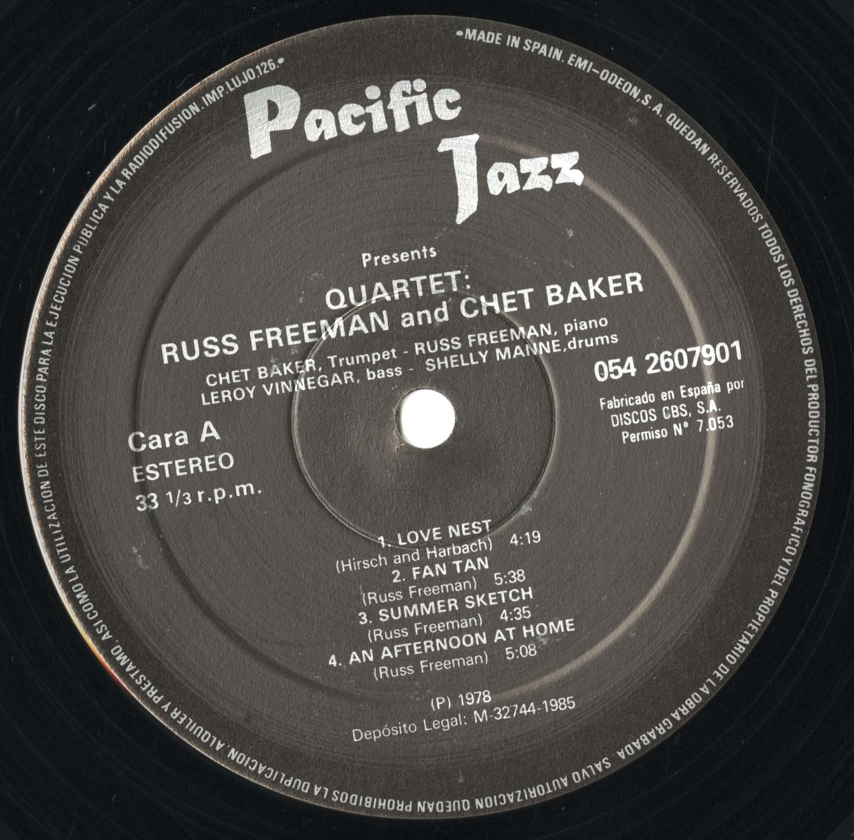 Russ Freeman & Chet Baker / ラス・フリーマン チェット・ベイカー / Quartet (054 2607901)