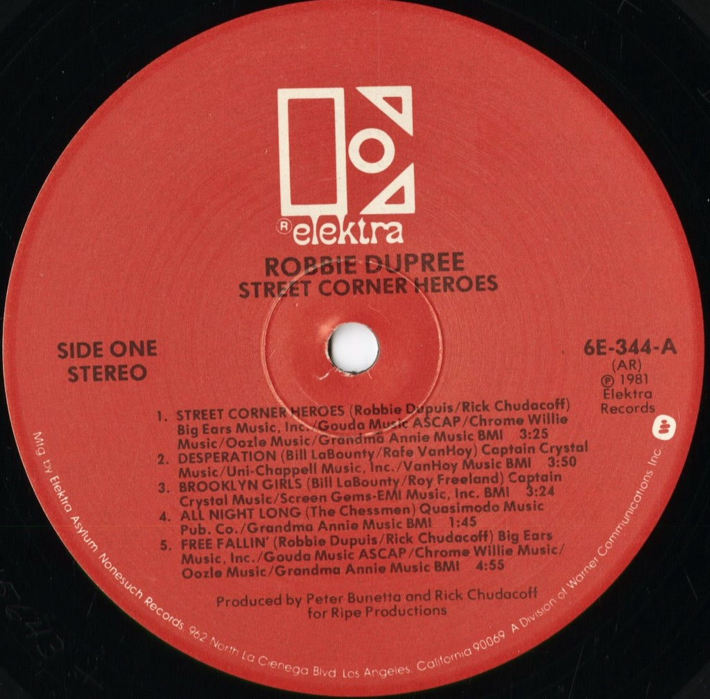 Robbie Dupree - Street Corner Heroes (6E-344) 1981 US Elektra|中古LP