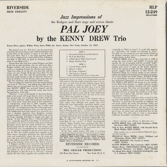 Kenny Drew - Pal Joey (SMJ-6106M) LP 1975 JPN Riverside|中古LP
