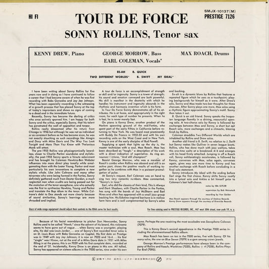 Sonny Rollins / Tour De Force (SMJX-10137(M)) 1978 JPN Prestige | 中古LP