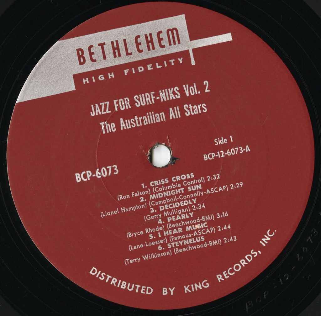 The Australian All-Stars – Jazz For Beach-niks Volume 2 (BCP-6073) LP 1963 US Bethlehem|中古LP