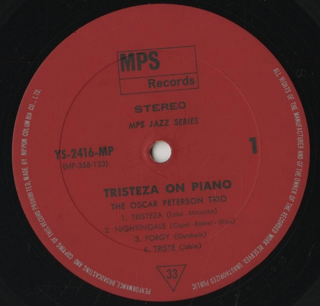 Oscar Peterson Trio / オスカー・ピーターソン / Tristeza On Piano (YS-2416-MP)