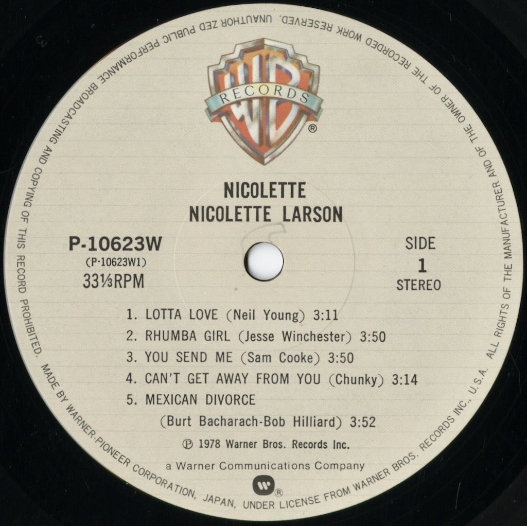 Nicolette Larson - Nicolette (P-10623W) 1978 JPN Warner Bros.|中古LP