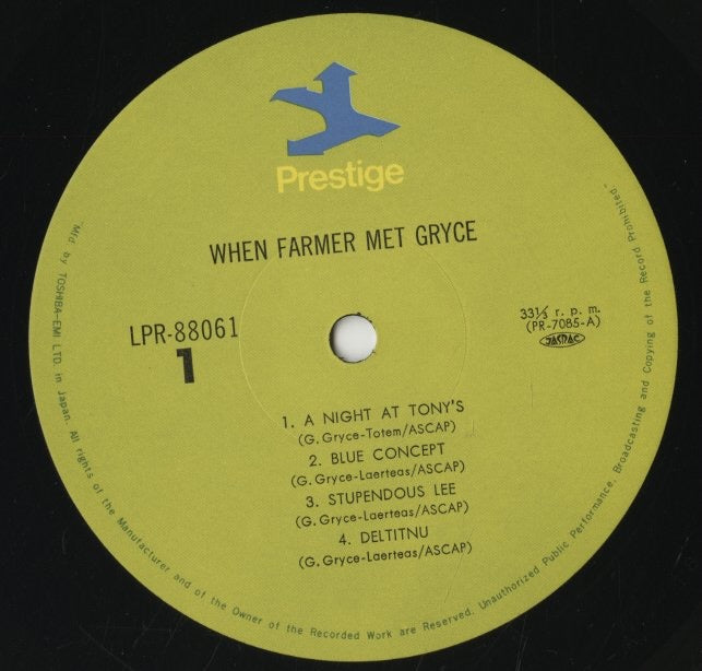 Art Farmer / アート・ファーマー / When Farmer Met Gryce (LPR-88061)