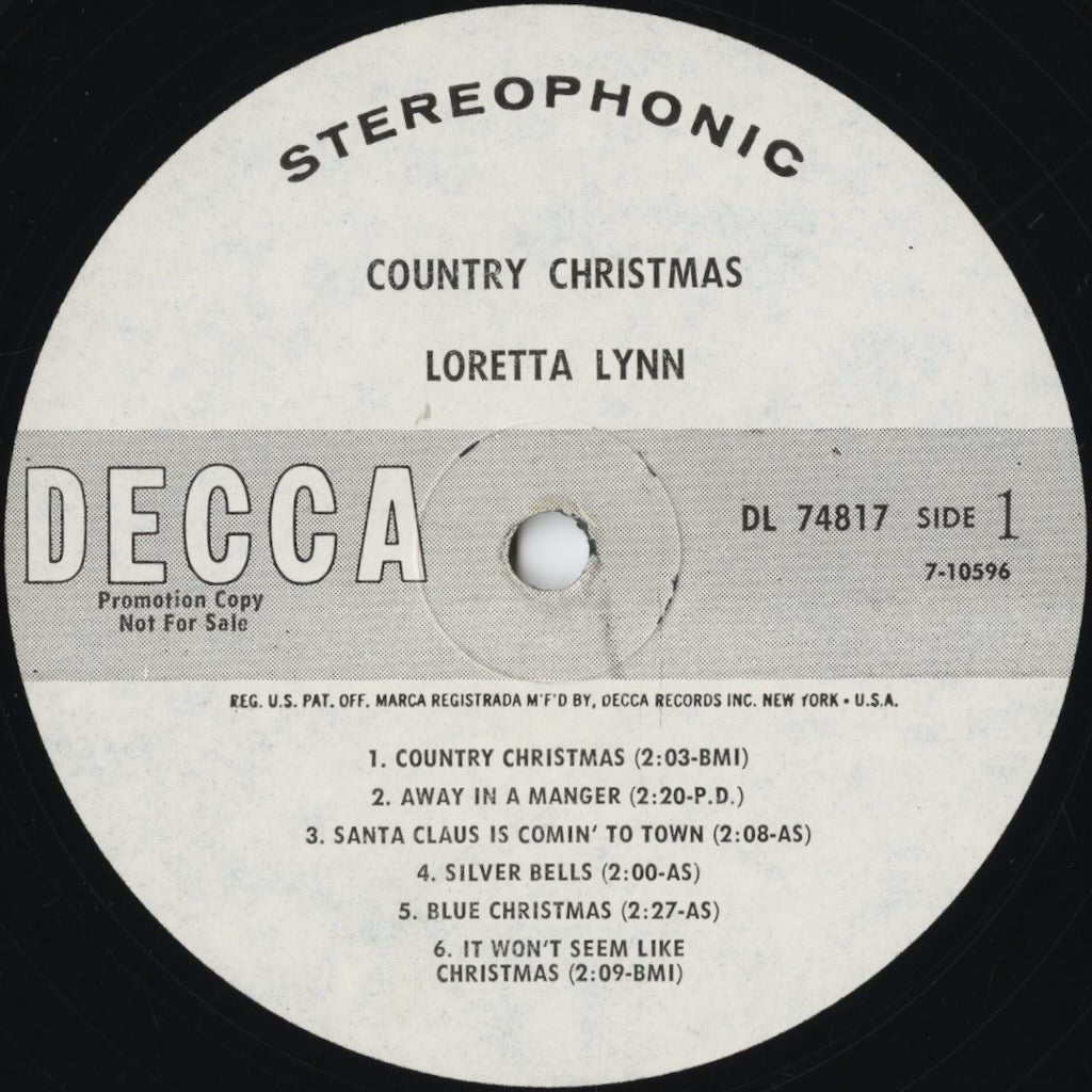 Loretta Lynn - Country Christmas (DL 74817) LP 1966 US Decca|中古LP