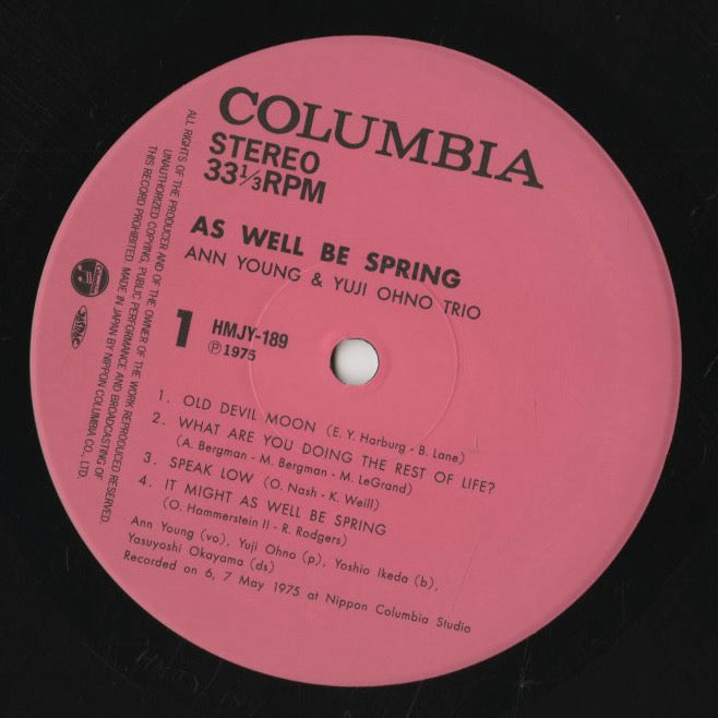 Ann Young Yuji Ohno Trio As Well Be Spring HMJY-189 LP 2023 Japan Nippon Columbia Project Re Vinyl アン・ヤング 大野雄二 label