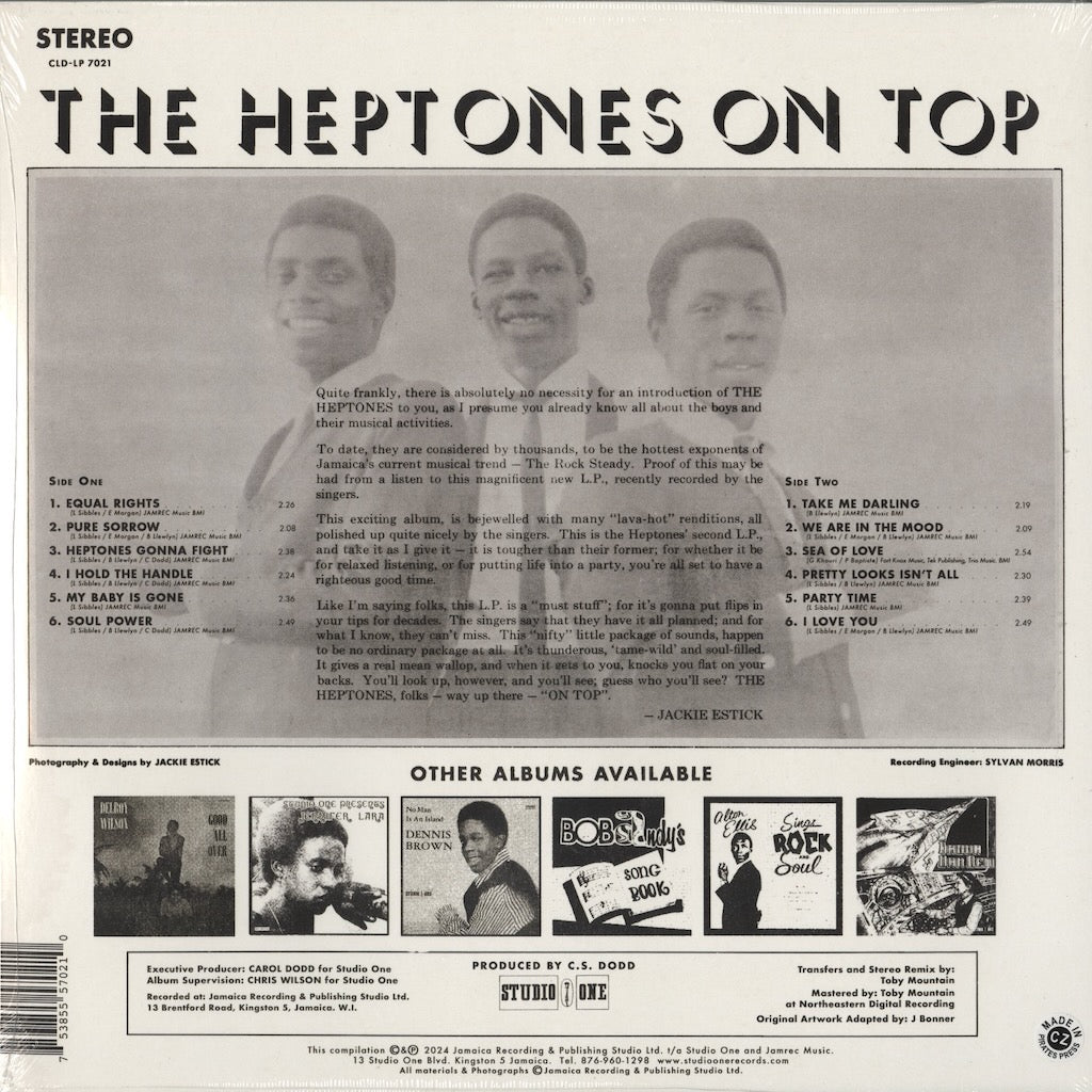 The Heptones On Top CLD-LP 7021 1968/2025 UK Studio One LP スタジオワン レゲエ reggae rock steady ロックステディ back cover