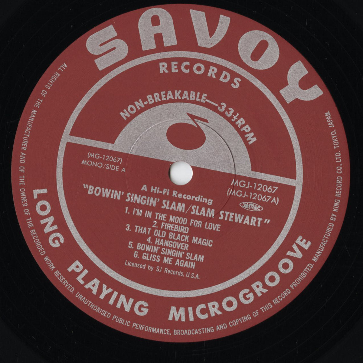 Slam Stewart - Bowin' Singin' Slam (MGJ-12067) LP 1985 JPN Savoy|中古LP