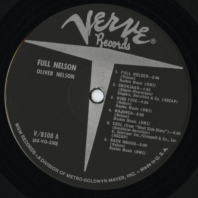 Oliver Nelson - Full Nelson (V-8508) LP 1963 US Verve - MGM Records