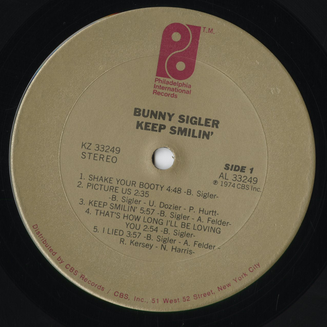 Bunny Sigler - Keep Smilin' (KZ 33249) 1974 US Philadelphia International Records|中古LP