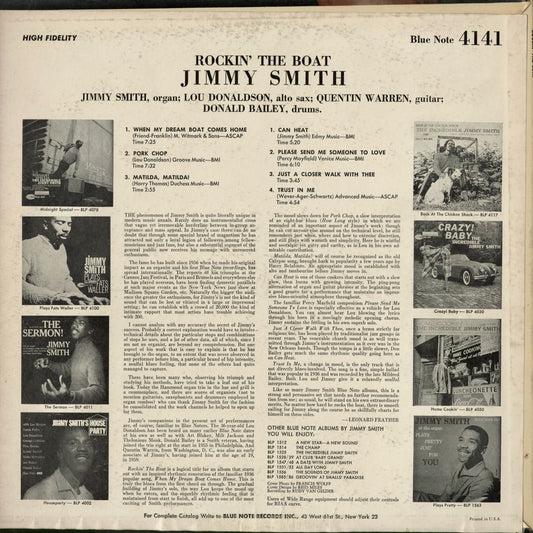 Jimmy Smith - Rockin' The Boat (BLP 4141) 1963 US Blue Note|中古LP