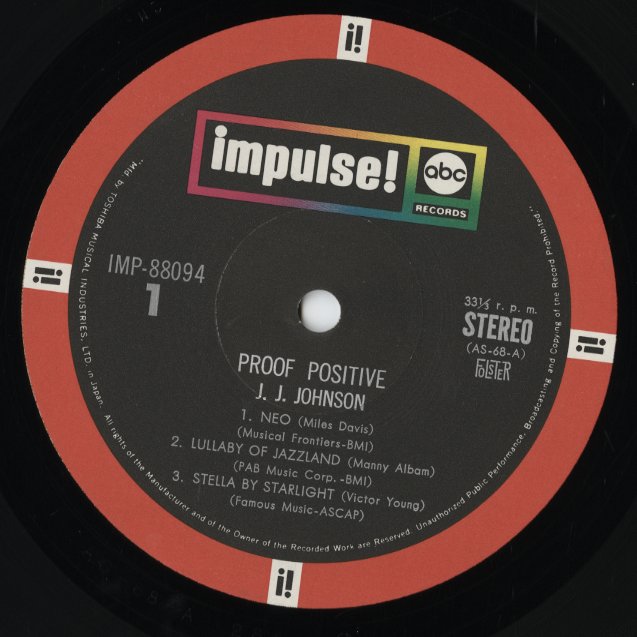 J.J. Johnson - Proof Positive (IMP88094) 1972 JPN Impulse|中古LP