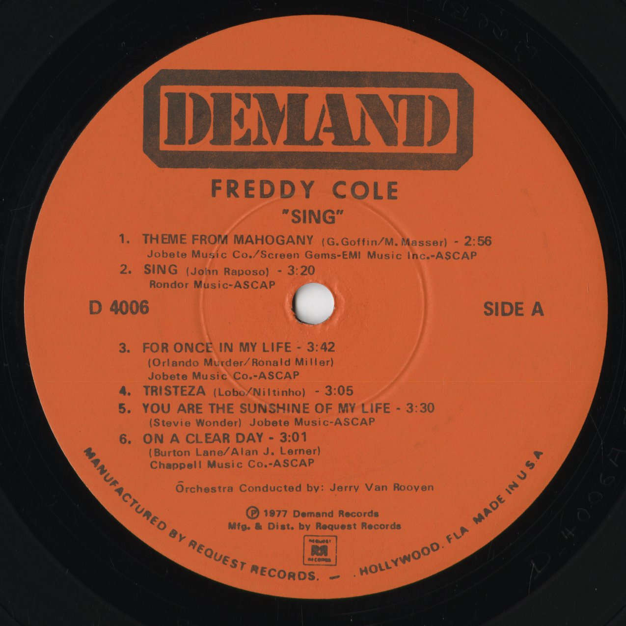 Freddy Cole - Sing (D4006) LP 1978 US Demand|中古LP