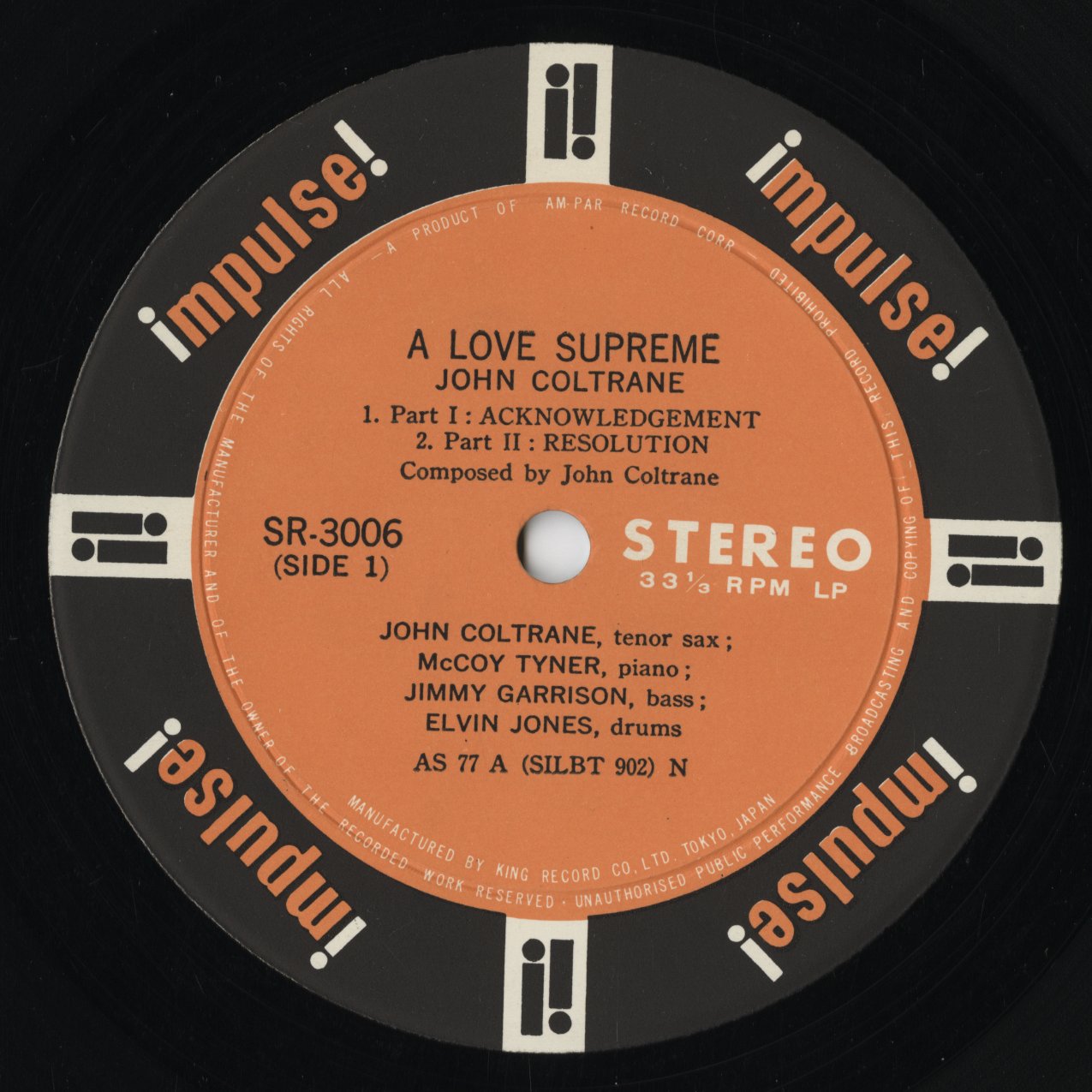 John Coltrane - A Love Supreme (SR 3006) LP 1967 JPN Impulse / King Record|中古LP