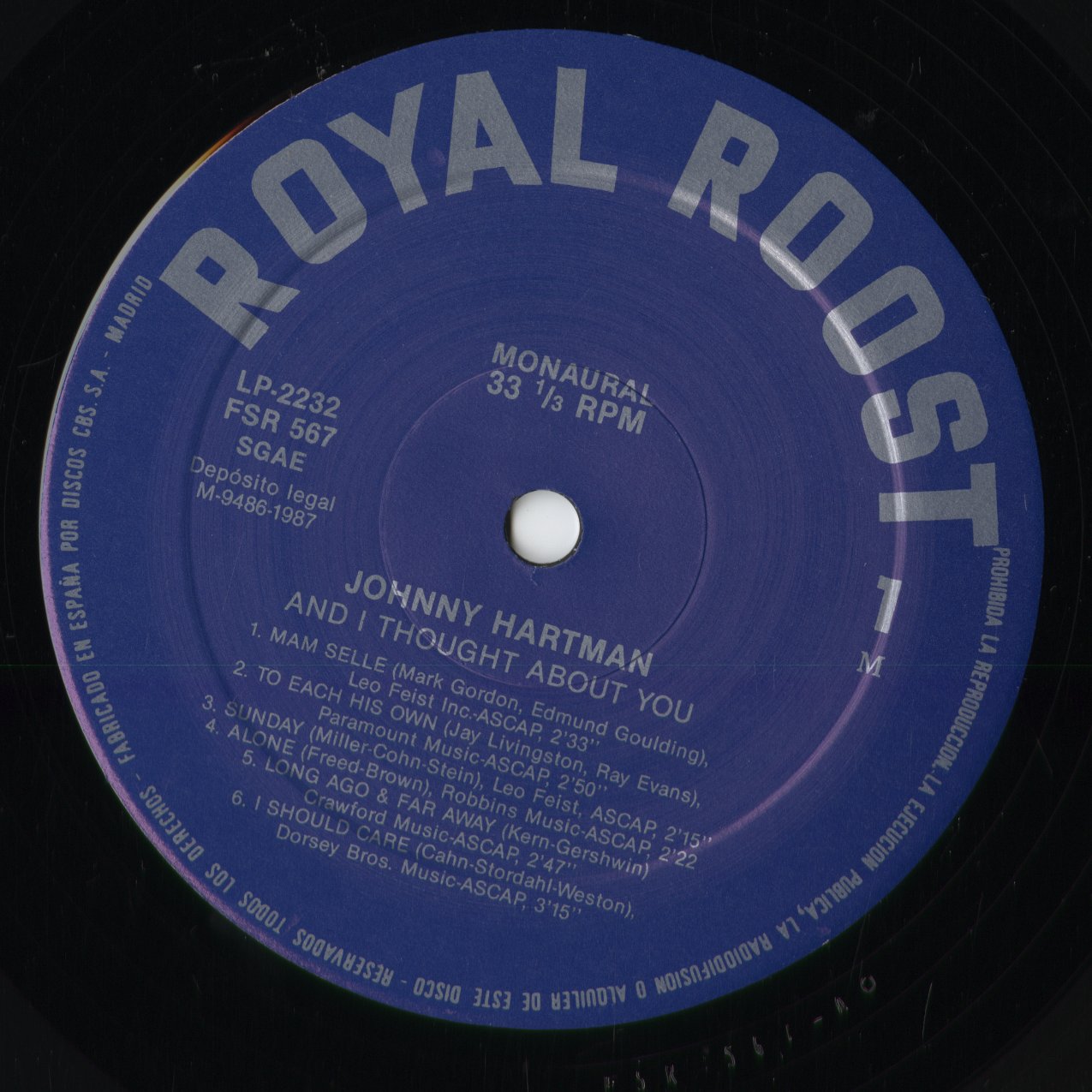 Johnny Hartman - And I Thought About You (FSR-567) 1987 SPA Fresh Sound Records|中古LP