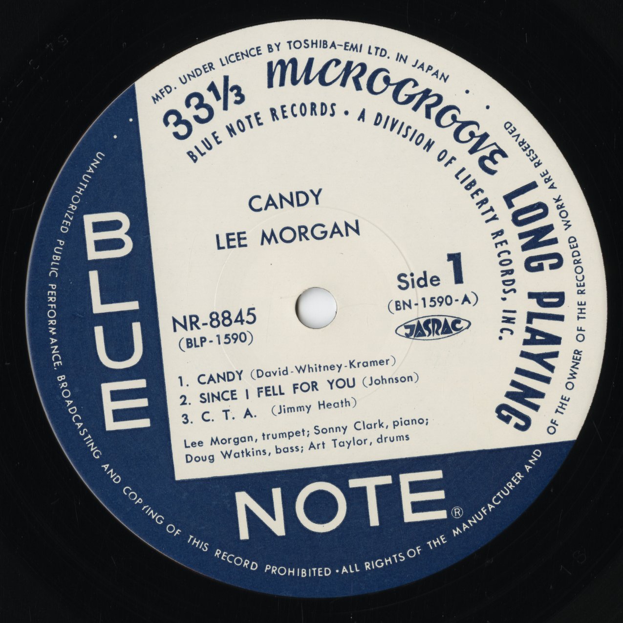 Lee Morgan - Candy (NR-8845) LP 1971 JPN Blue Note / 東芝|中古LP