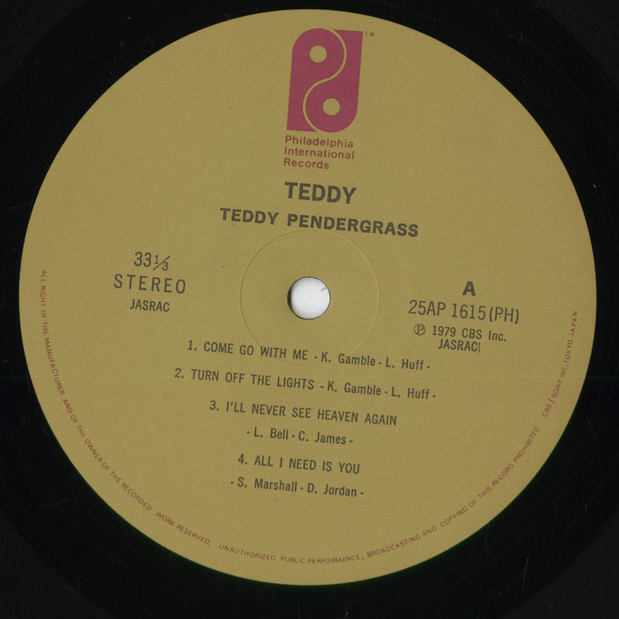 Teddy Pendergrass - Teddy (25AP 1615) 1979 JPN Philadelphia International|中古LP