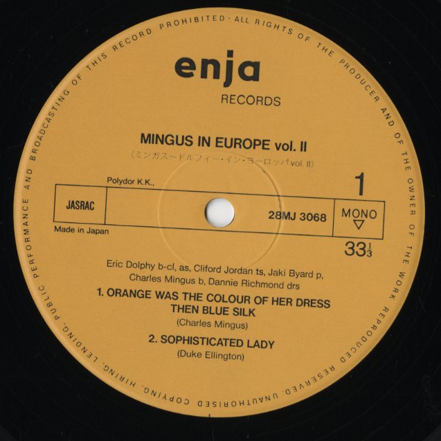 Charles Mingus - Mingus In Europe Volume II (28MJ 3068) LP 1981 JPN Enja|中古LP