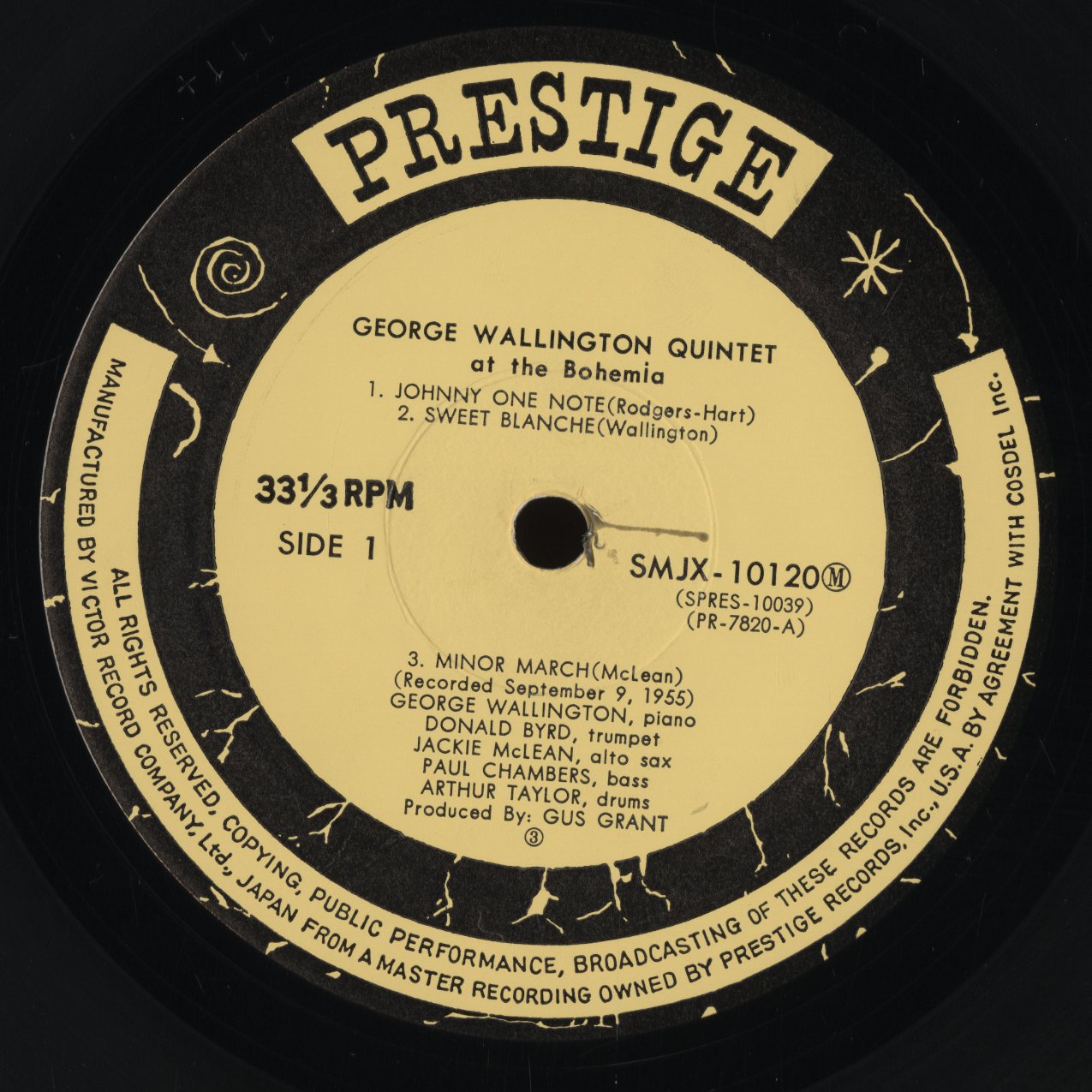 George Wallington Quintet – At The Bohemia (SMJX-10120(M)) LP 1970 JPN Prestige | 中古LP