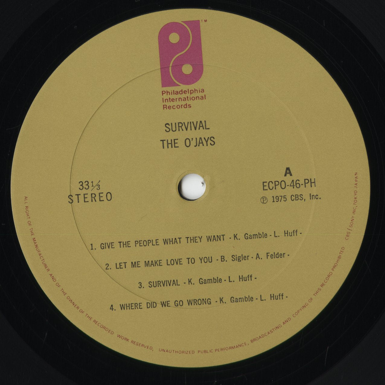 The O'Jays - Survival (ECPO-46-PH) 1975 JPN Philadelphia International|中古LP