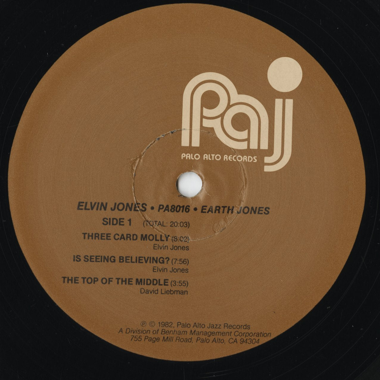 Elvin Jones – Earth Jones (PA 8016) LP 1982 US Palo Alto Jazz|中古LP