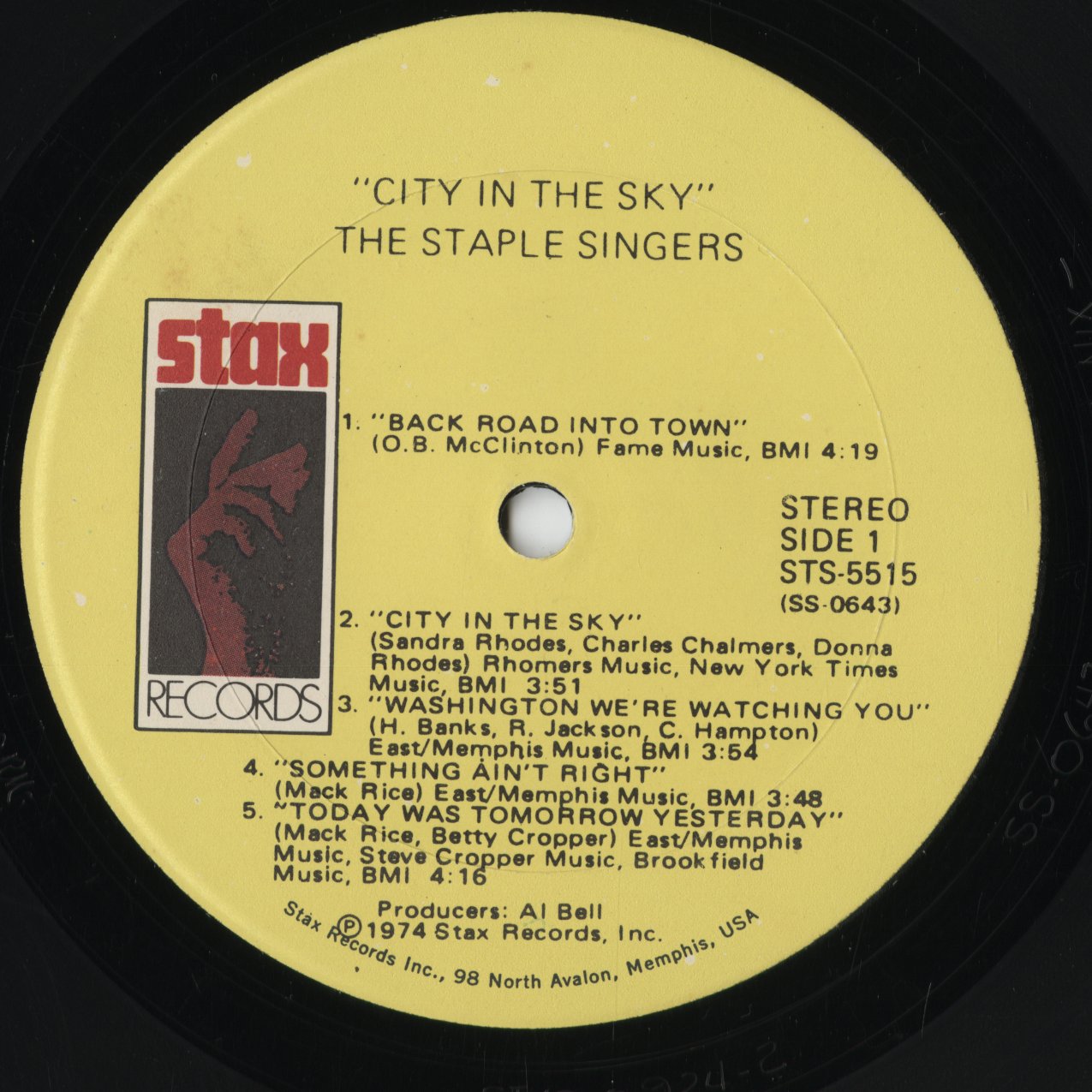 The Staple Singers - City In The Sky (STS-5515) 1974 US Stax|中古LP