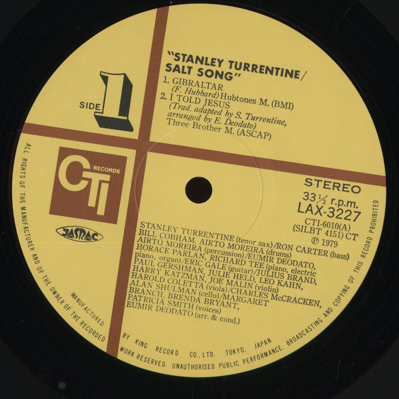 Stanley Turrentine - Salt Song (LAX3227) 1979 JPN CTI|中古LP
