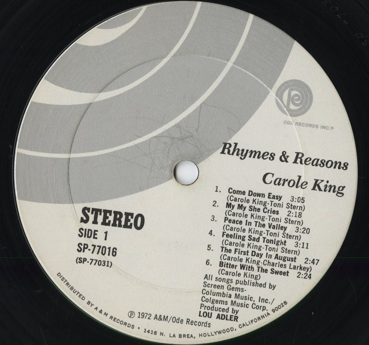 Carole King - Rhymes And Reasons (SP-77016) 1972 US Ode|中古LP