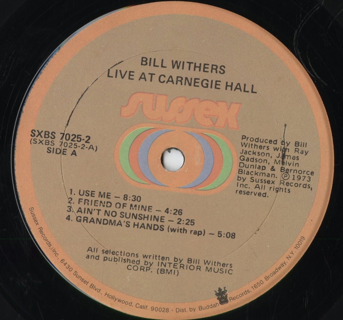Bill Withers - Live At Carnegie Hall (SXBS 7025-2) 1973 US Sussex|中古2LP