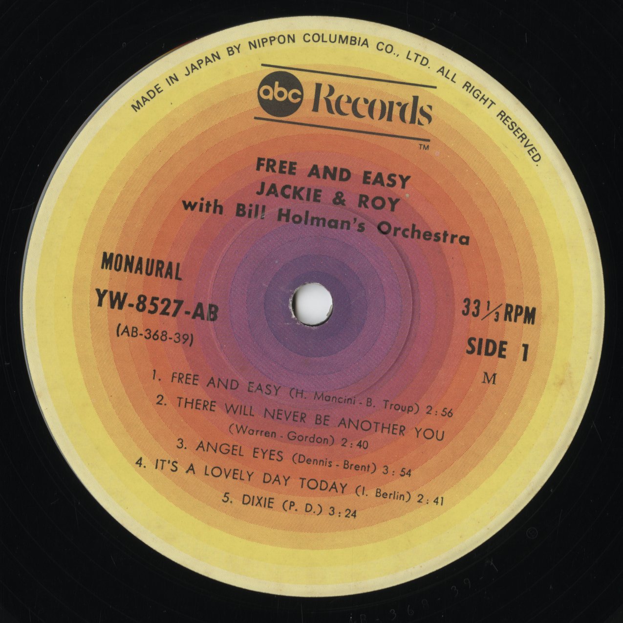Jackie And Roy - Free And Easy (YW-8527-AB) LP 1977 JPN ABC|中古LP