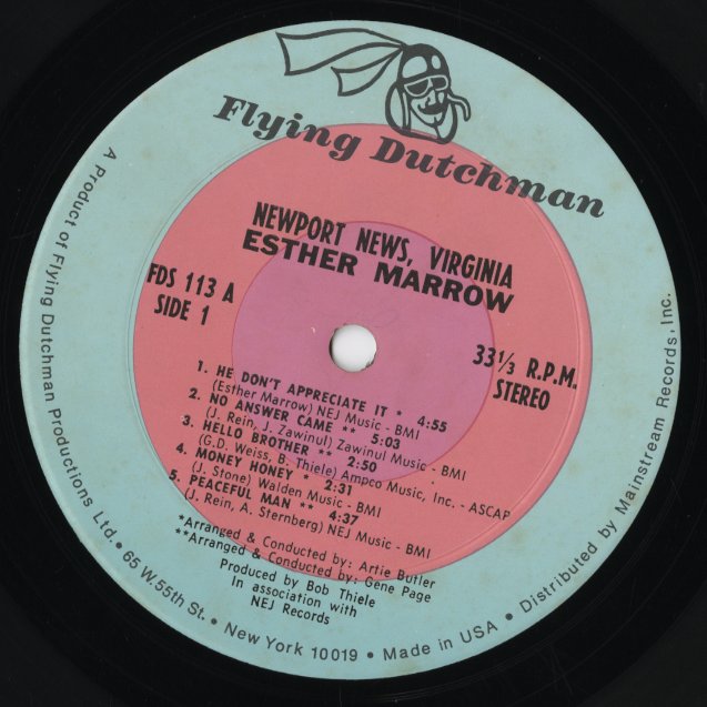 Esther Marrow – Newport News, Virginia (FDS-113) LP 1970 US Flying Dutchman | 中古LP