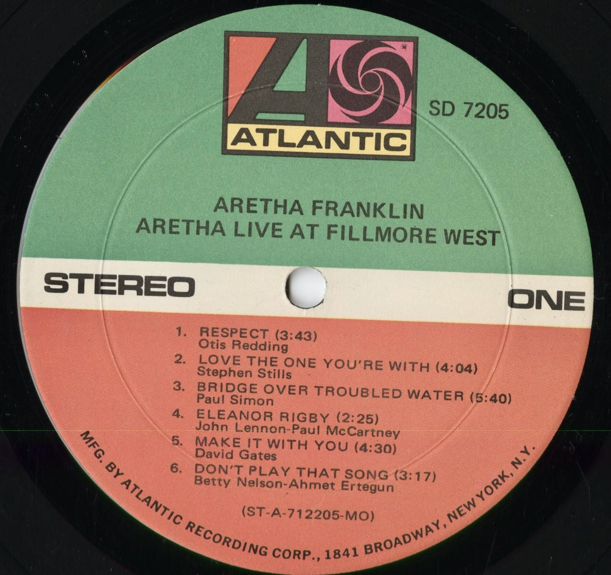 Aretha Franklin - Live At Fillmore West (SD 7205) 1971 US Atlantic|中古LP