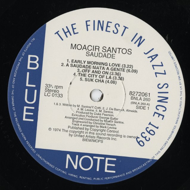Moacir Santos - Saudade (8-27206-1) LP 1990s UK Blue Note|中古LP