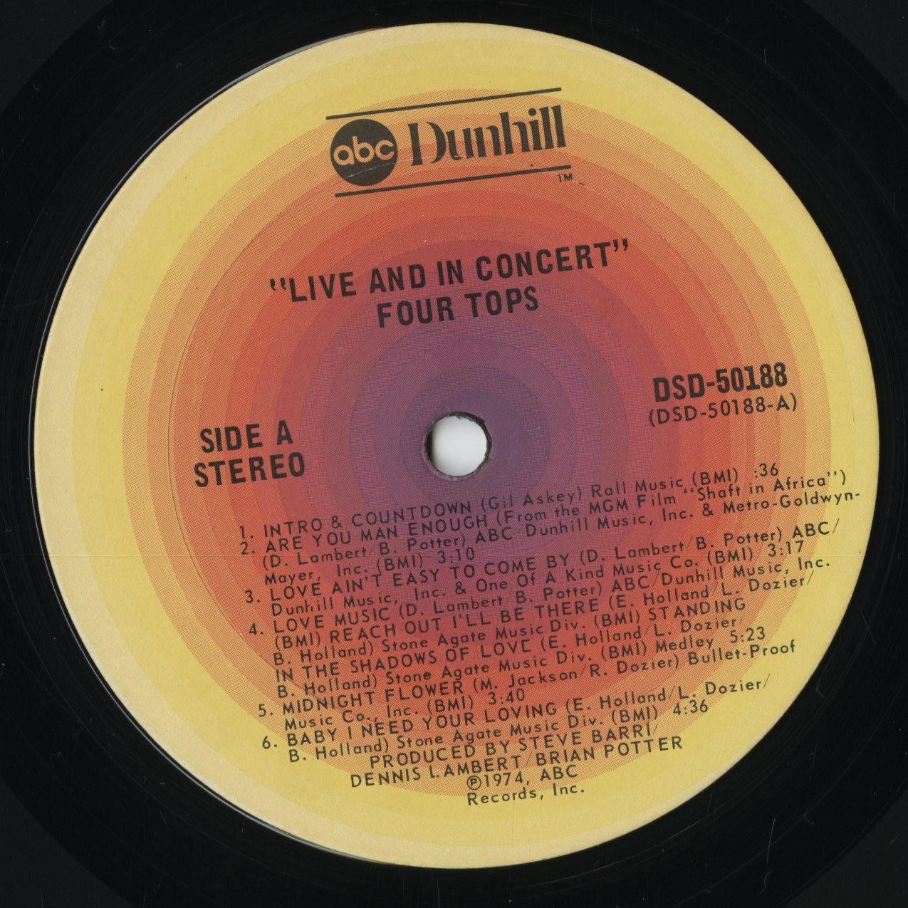 Four Tops - Live & In Concert (DSD-50188) 1974 US ABC|中古LP