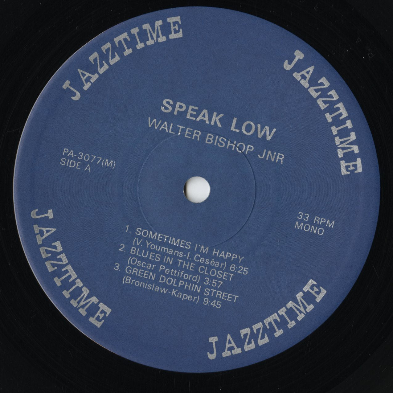 Walter Bishop Jr. - Speak Low (PA-3077(M)) 1975 JPN Jazztime - Trio|中古LP