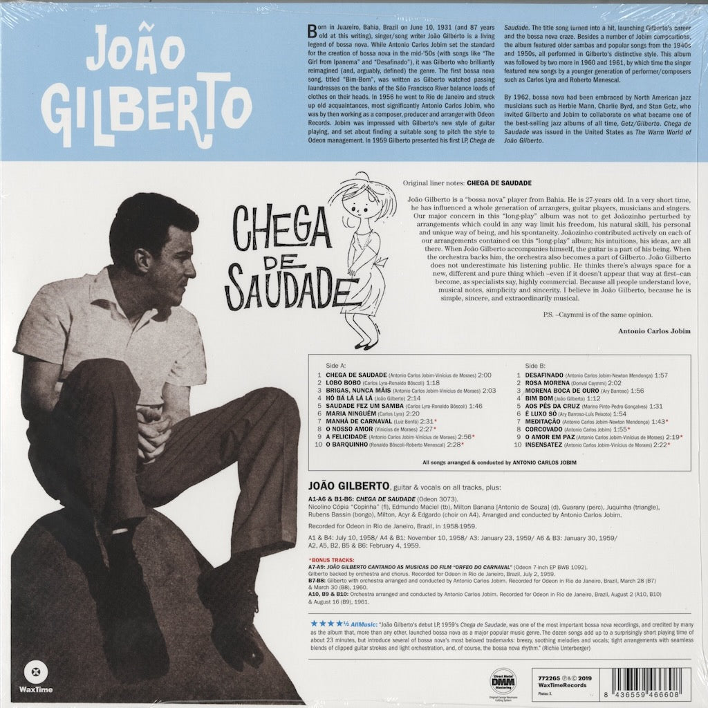 Joao Gilberto / ジョアン・ジルベルト / Chega De Saudade +8 Bonus Tracks - 180g