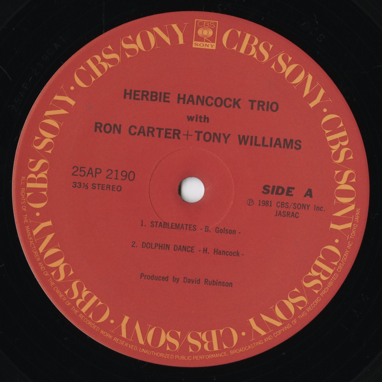 The Herbie Hancock Trio with Ron Carter + Tony Williams (25AP 2190)