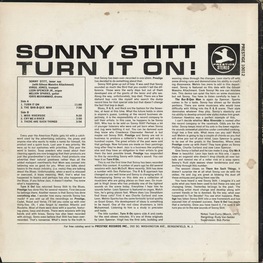 Sonny Stitt - Turn It On! (PRST 10012) 1971 US Prestige|中古LP