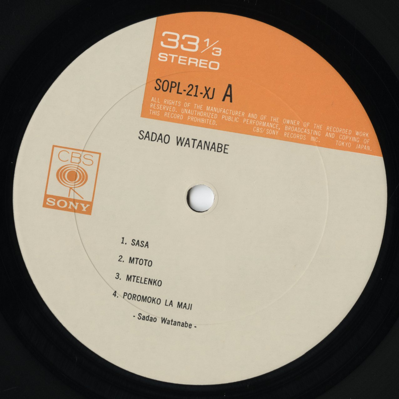 Sadao Watanabe / 渡辺貞夫 (1972) (SOPL21-XJ)