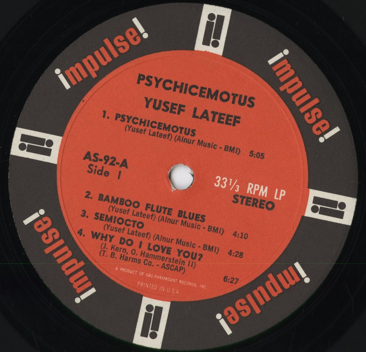Yusef Lateef - Psychicemotus (AS-92) 1966 US Impulse|中古LP