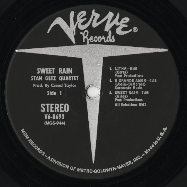 Stan Getz - Sweet Rain - STEREO (V6-8693) LP 1967 US Verve - MGM Records|中古LP