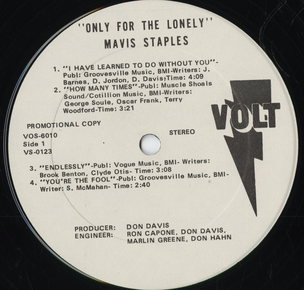 Mavis Staples - Only For The Lonely (VOS 6010) 1970 US Volt|中古LP