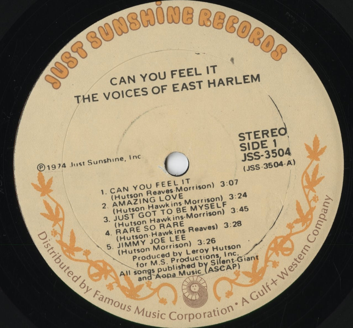 The Voices Of East Harlem - Can You Feel It (JSS-3504) 1974 US Just Sunshine Records|中古LP
